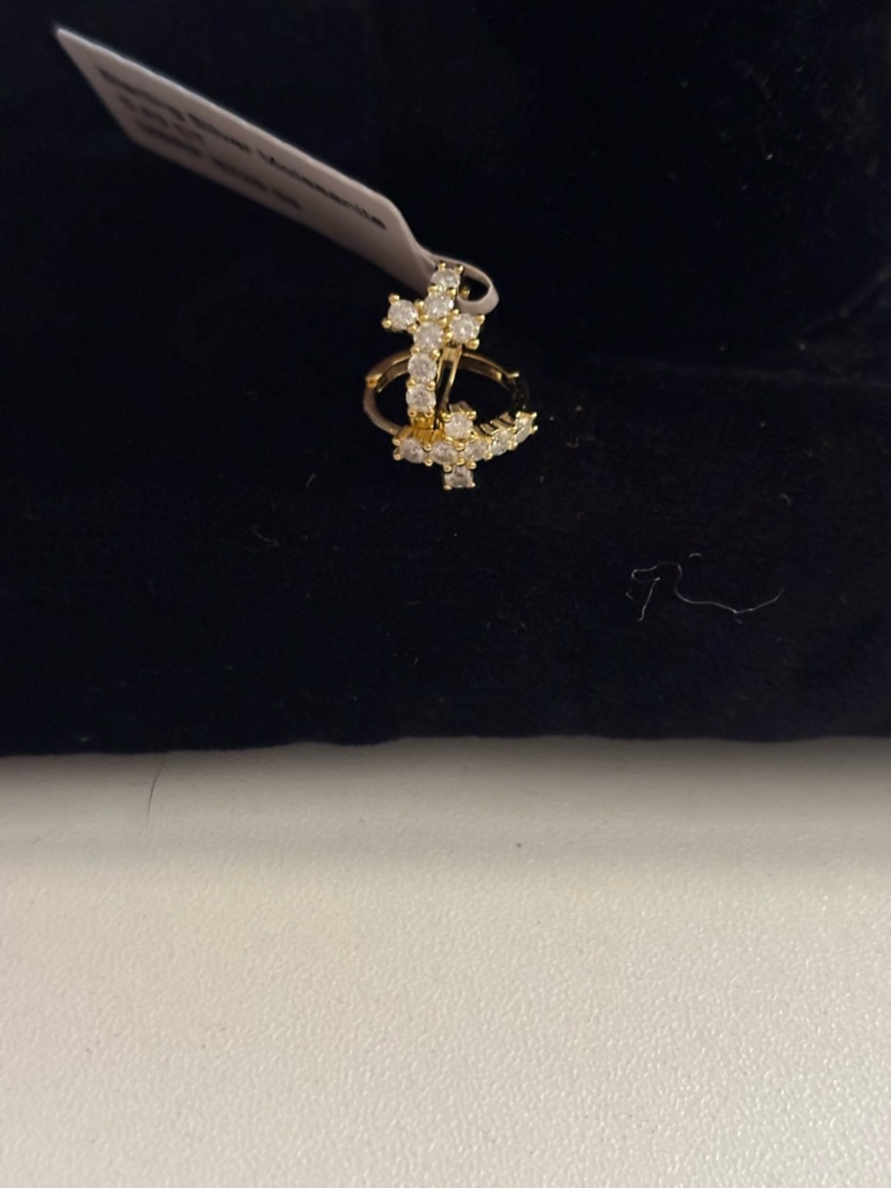 Gold Cross Cluster Earrings with .43CT moissanite Stones - Women Jewelry